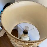 Antique table lamp in marble and tapestry