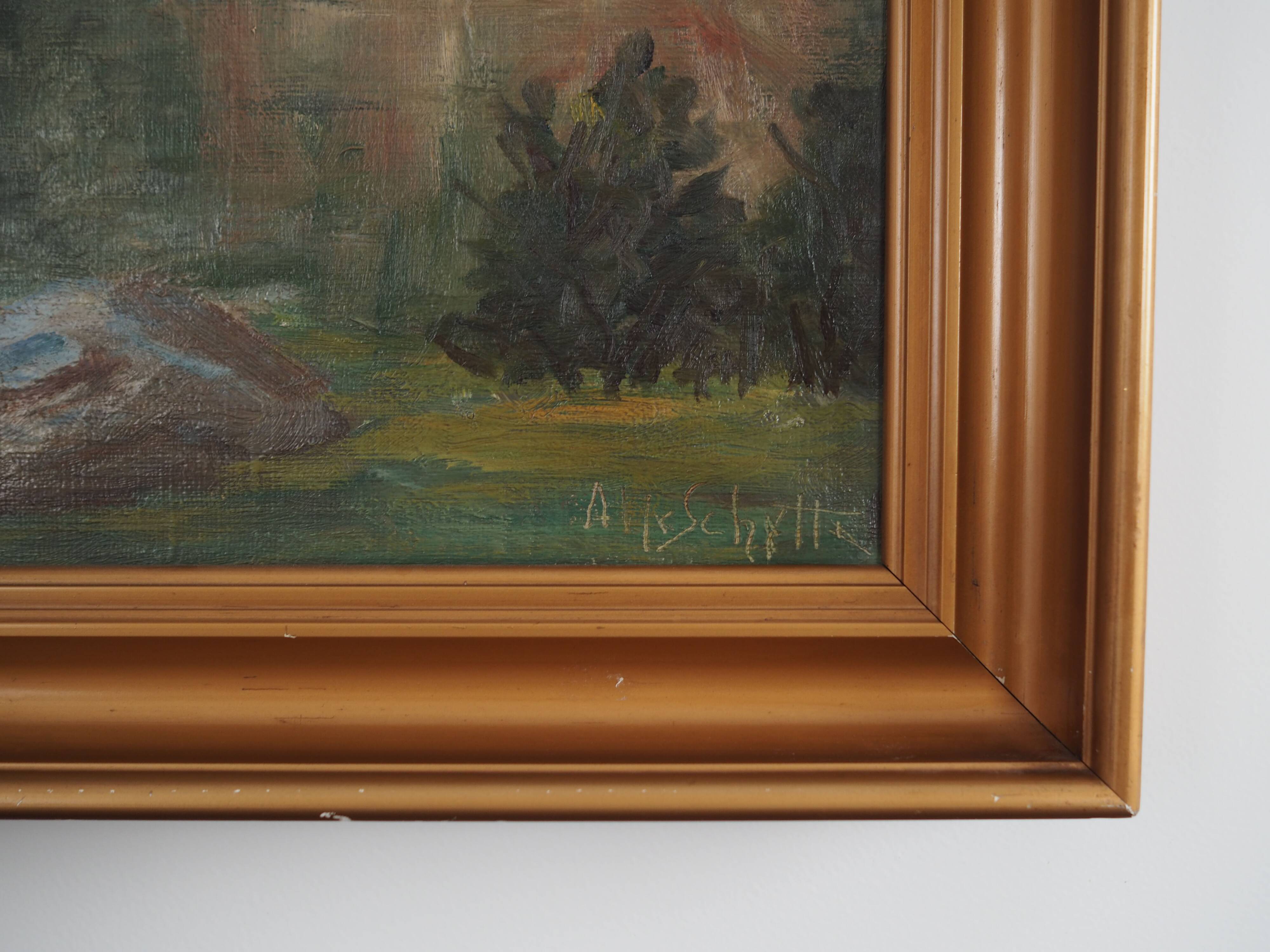 Painting "The River in the Mountains”, Scandinavian design, 1970s