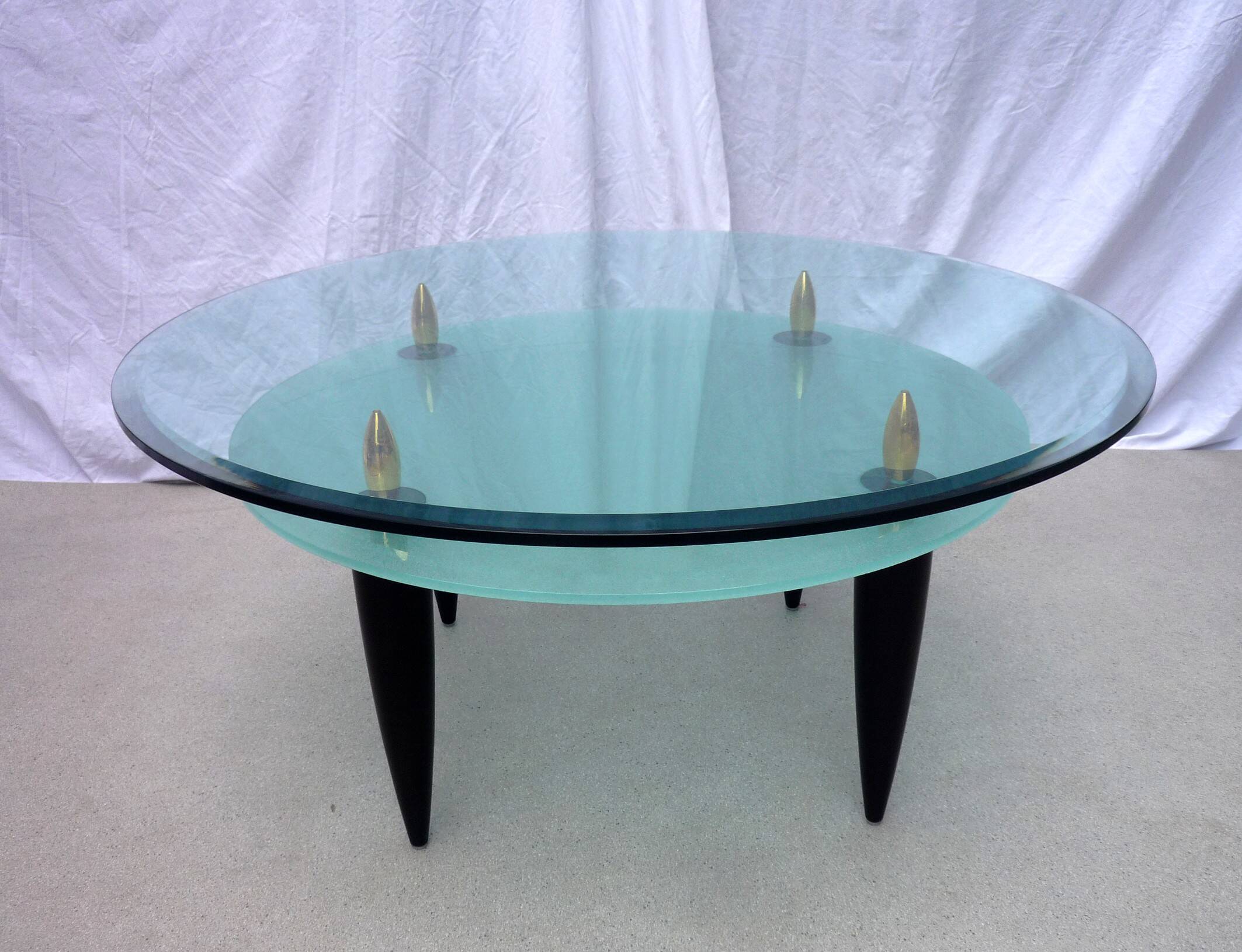 2-tier glass coffee table