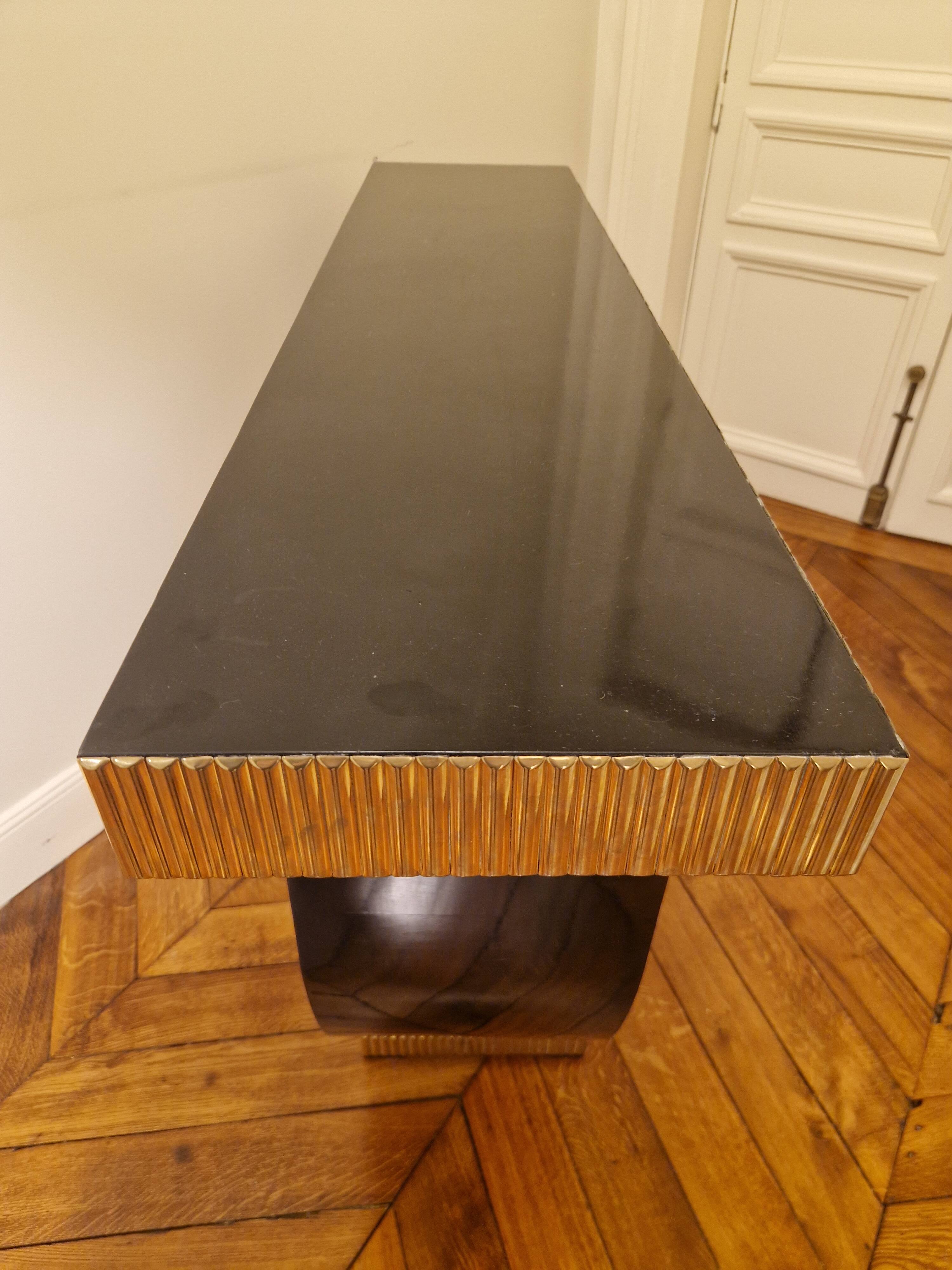 Art Deco console in black lacquered wood