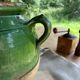 Glazed green confit pot