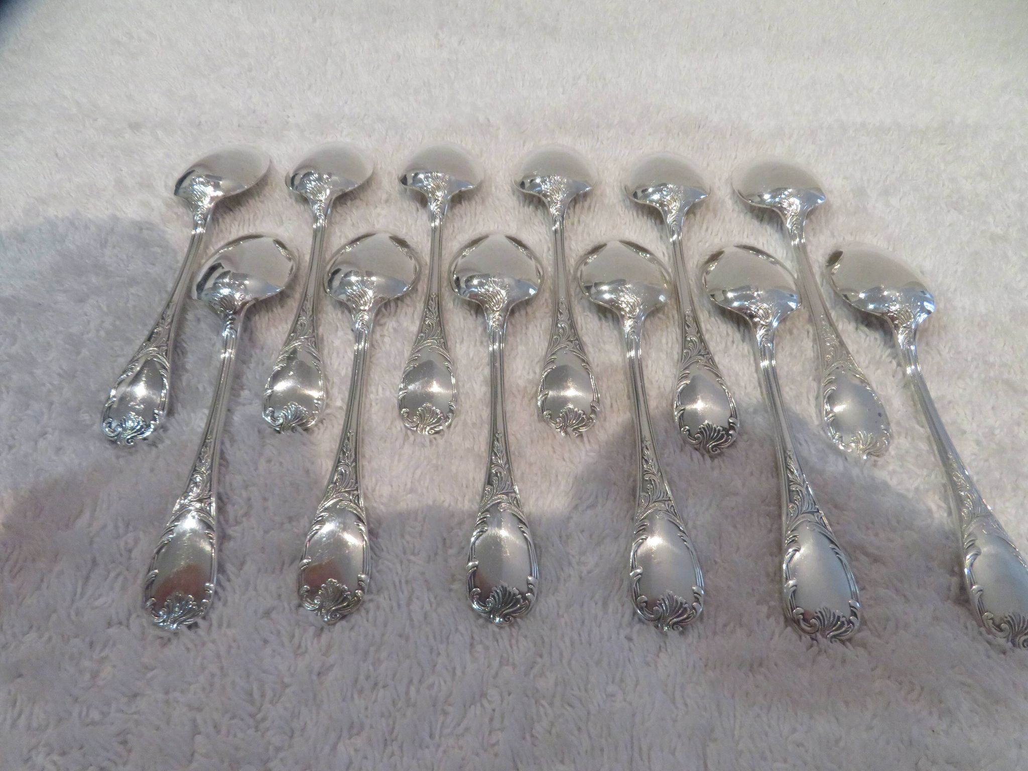12 silver-plated mocha spoons by Christofle Marly, 10cm