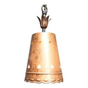 lustre en cuivre brutaliste,