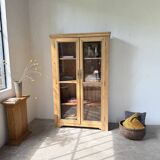 Glass cabinet or display case in pine 1950