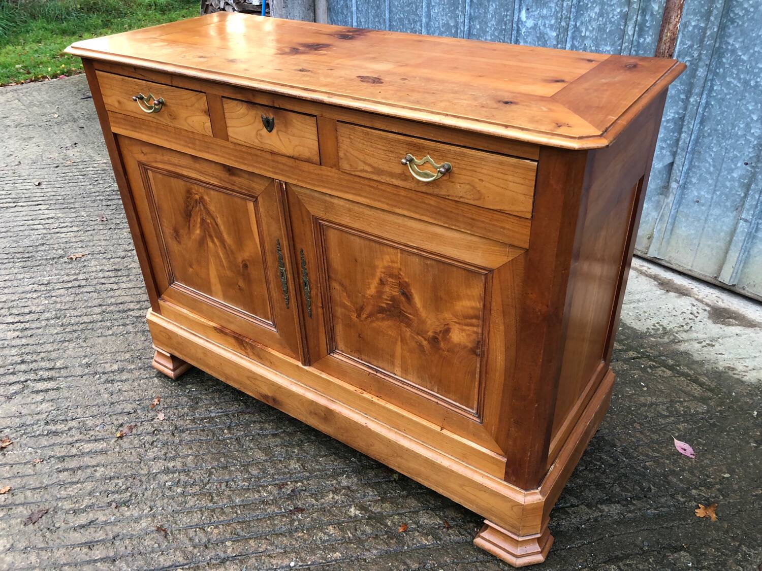 Antique low sideboard in solid cherry wood