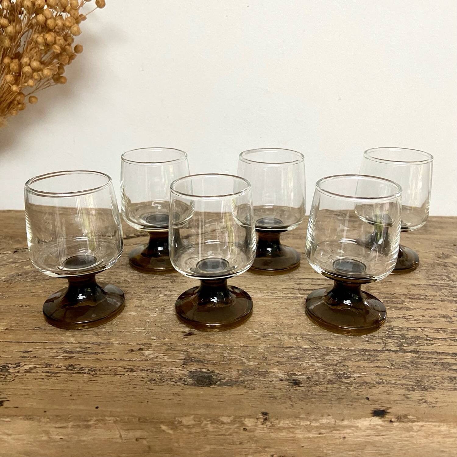 6 vintage liqueur glasses