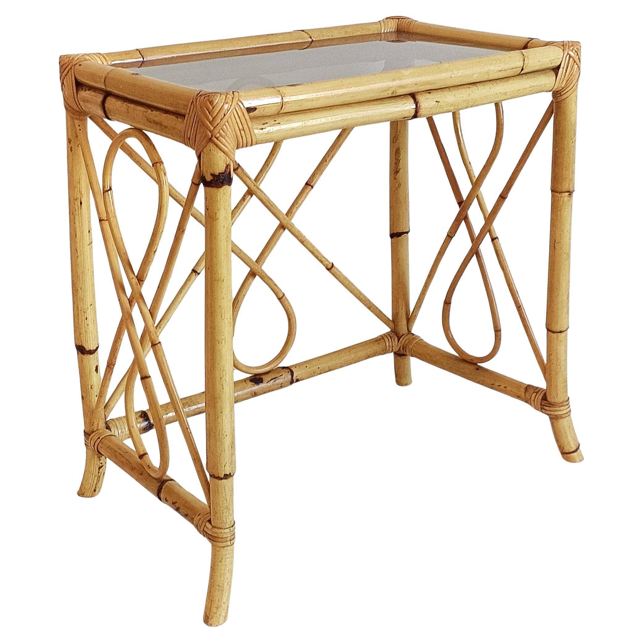 Mid-Century Modern Bamboo & Rattan Nesting Tables, Spain, 1960s