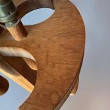 Rare oak and ceramic floor lamp – Guillerme et Chambron, 1950s