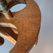 Rare oak and ceramic floor lamp – Guillerme et Chambron, 1950s
