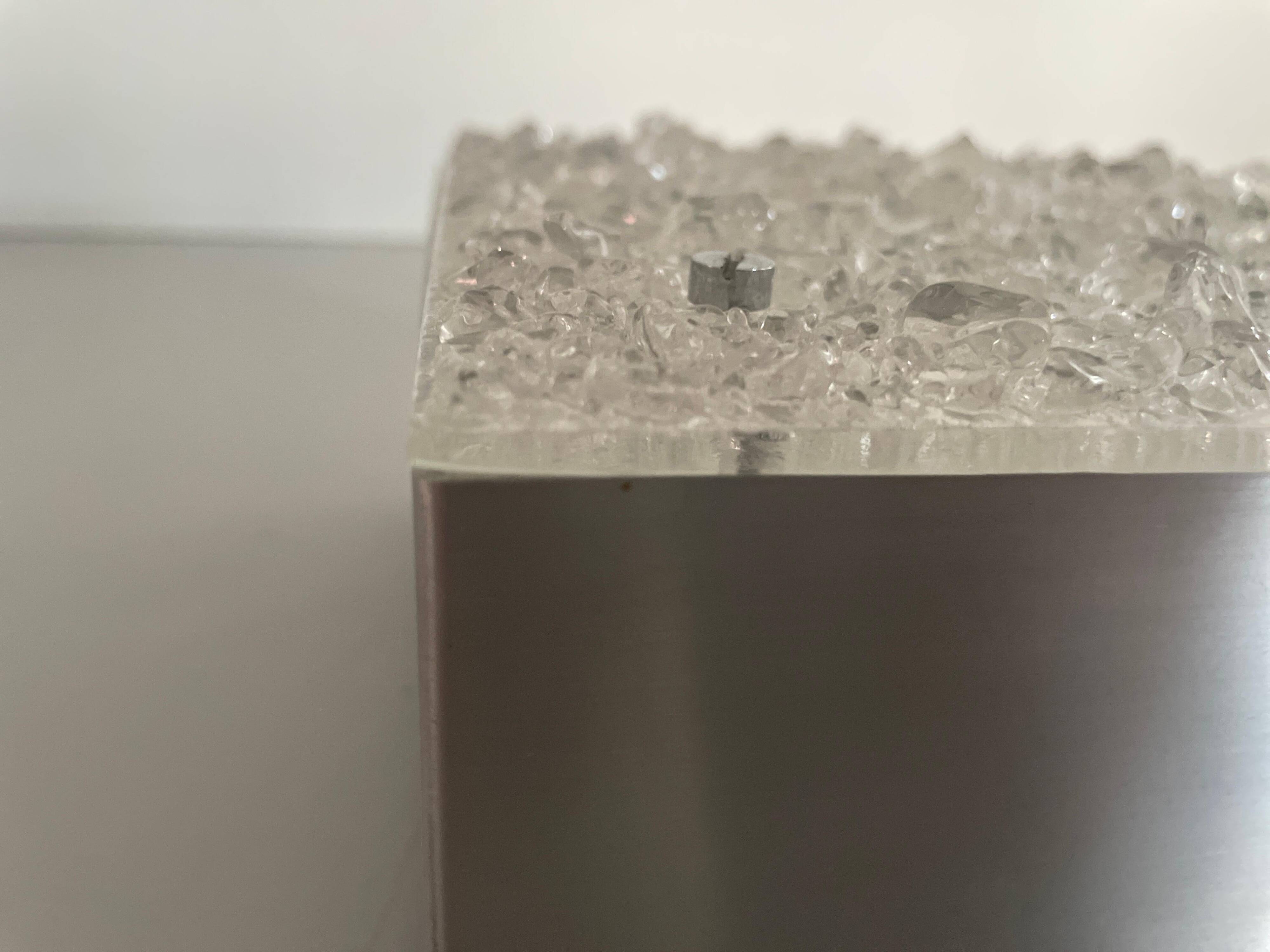 Recessed ceiling light in crystal, glass and metal, square design, 1960s, Germany