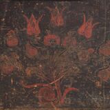 Antique long trunk painted with floral motifs (Year 1876) #1