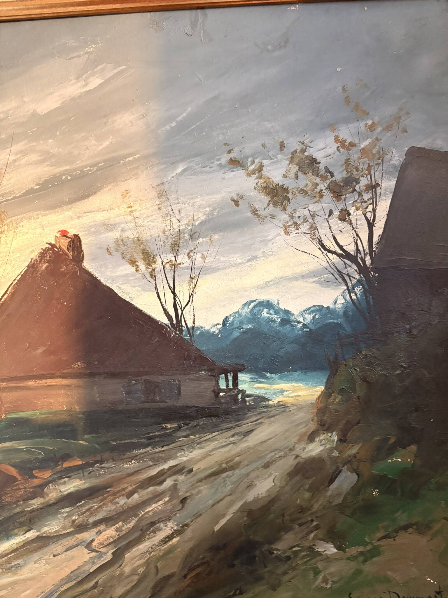 Oil Painting Canvas DEMAREST House Path Forest Landscape River