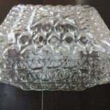 Vintage 60-70s structured glass square ceiling light