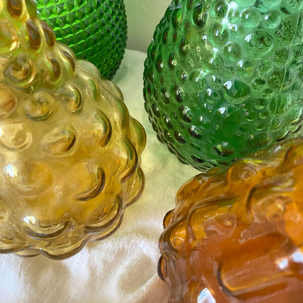 Carafe italienne Empoli verre ambre bulles , 1970