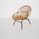 Rohe Noordwolde rattan lounge chair, The Netherlands 1950's