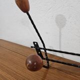 Vintage wall coat rack - Varnished wooden coat rack