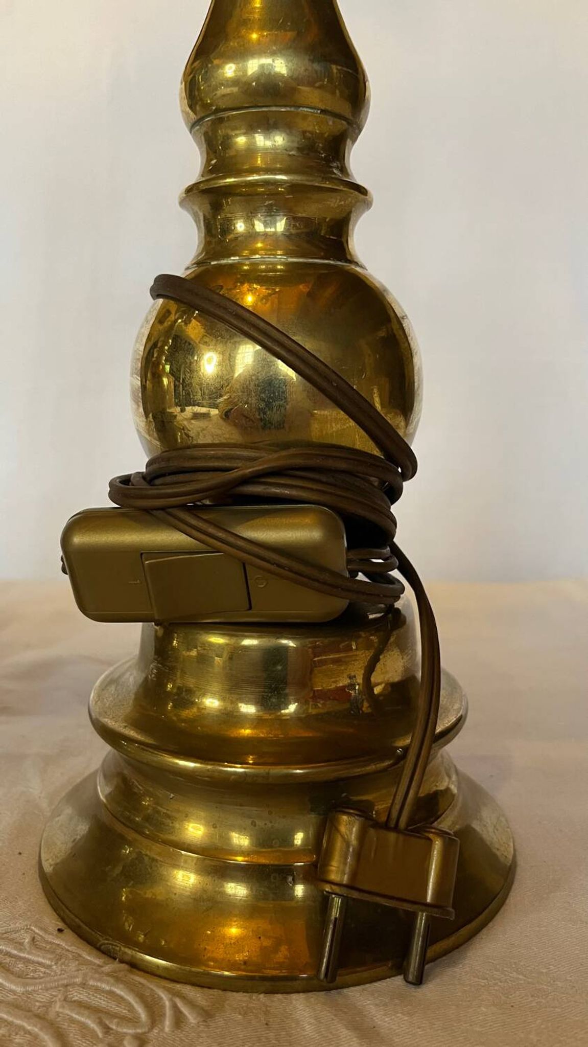 Old gilded bronze candle holder lamp bases