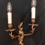Set of 2 gilded Louis XV wall sconces in solid bronze