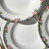 8 Digoin opaque porcelain soup plates with floral pattern "3984" ~