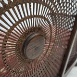 1950s, Danish 3-seater sofa, salmon/pink velour, furniture mesh.