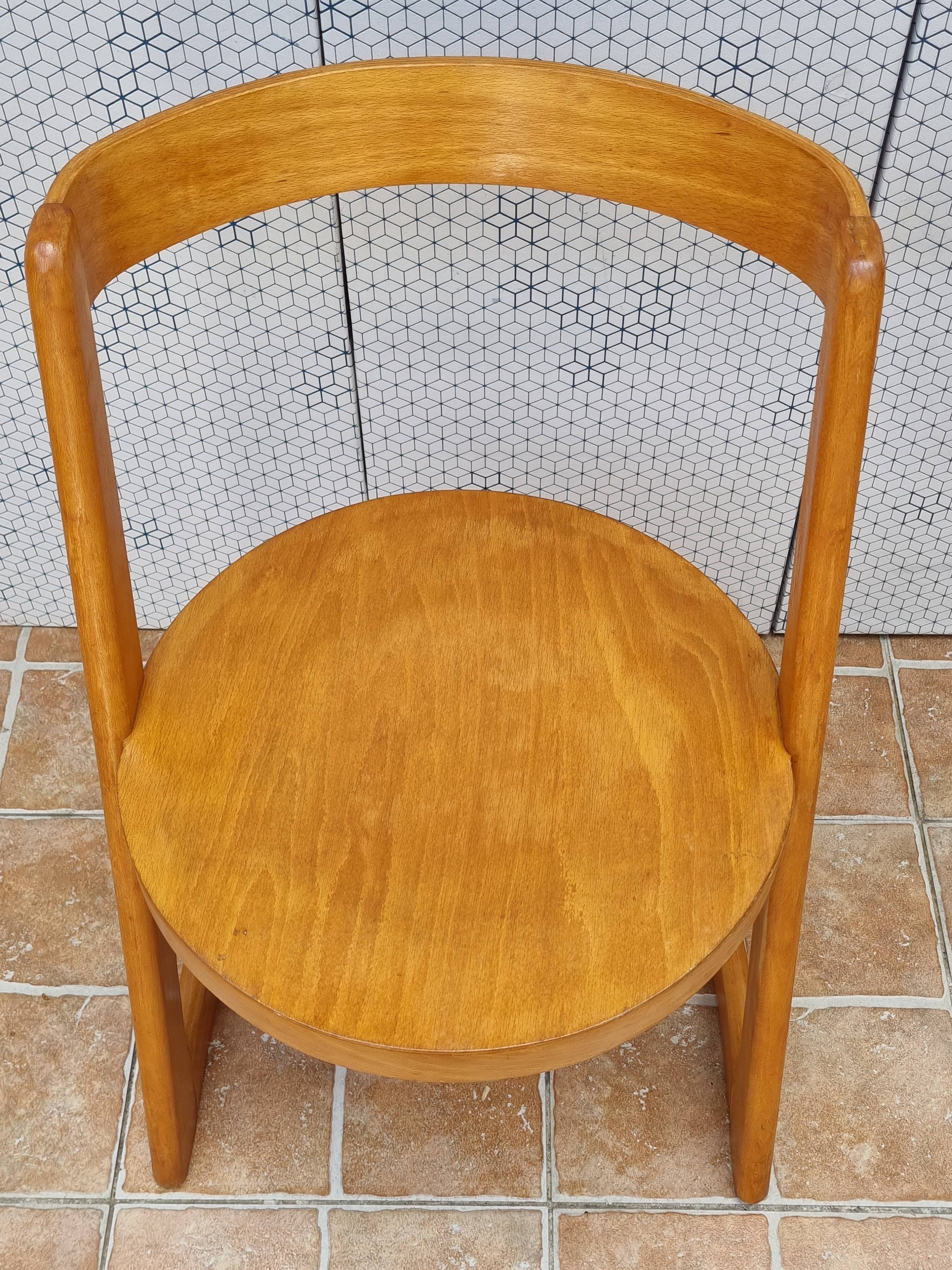 Halfa chair by Baumann, sculptural design in bentwood, 1970s