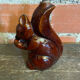 Vintage Brown Glazed Stoneware Squirrel-Shaped Bottle + Cork