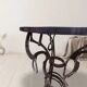 Handmade round side table with wrought iron base, circa 1980s, Czechoslovakia, 67 × 50 cm