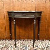 Table d'appoint, console anglaise classique noire avec plateau en cuir