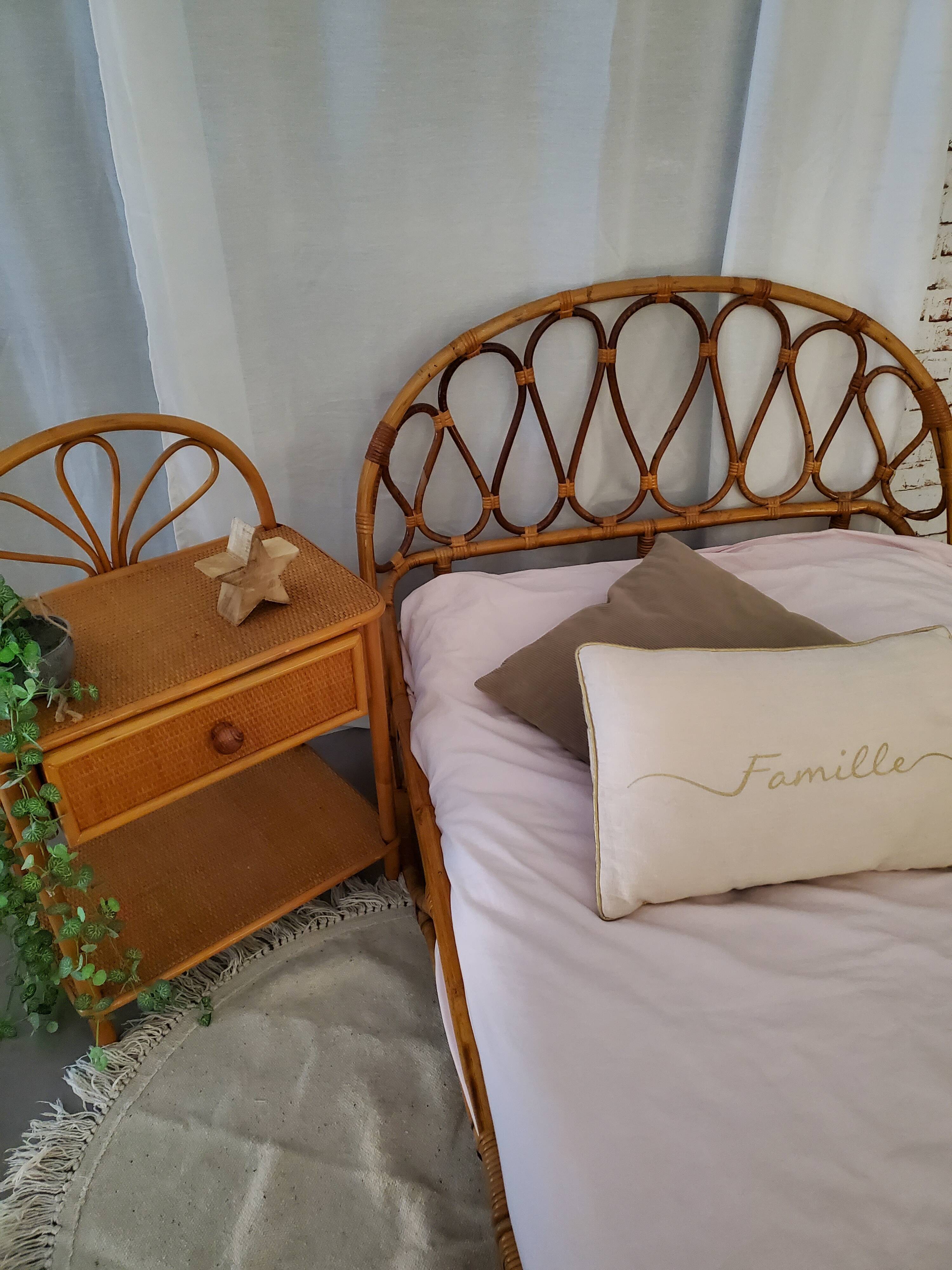 Rattan bed and bedside set