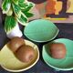 Three ceramic leaf cups 50s