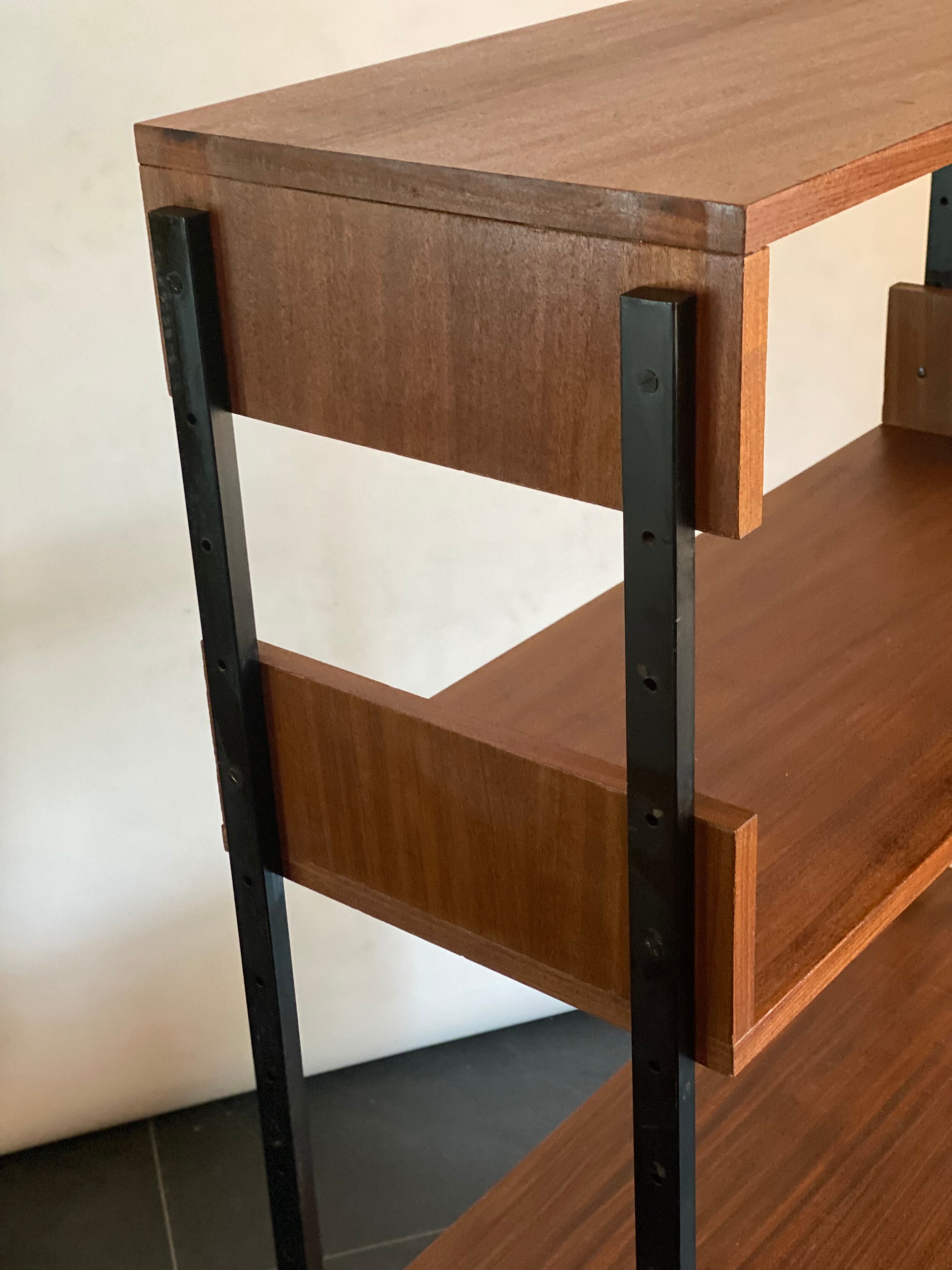 Vintage Teak and Metal Wall Unit