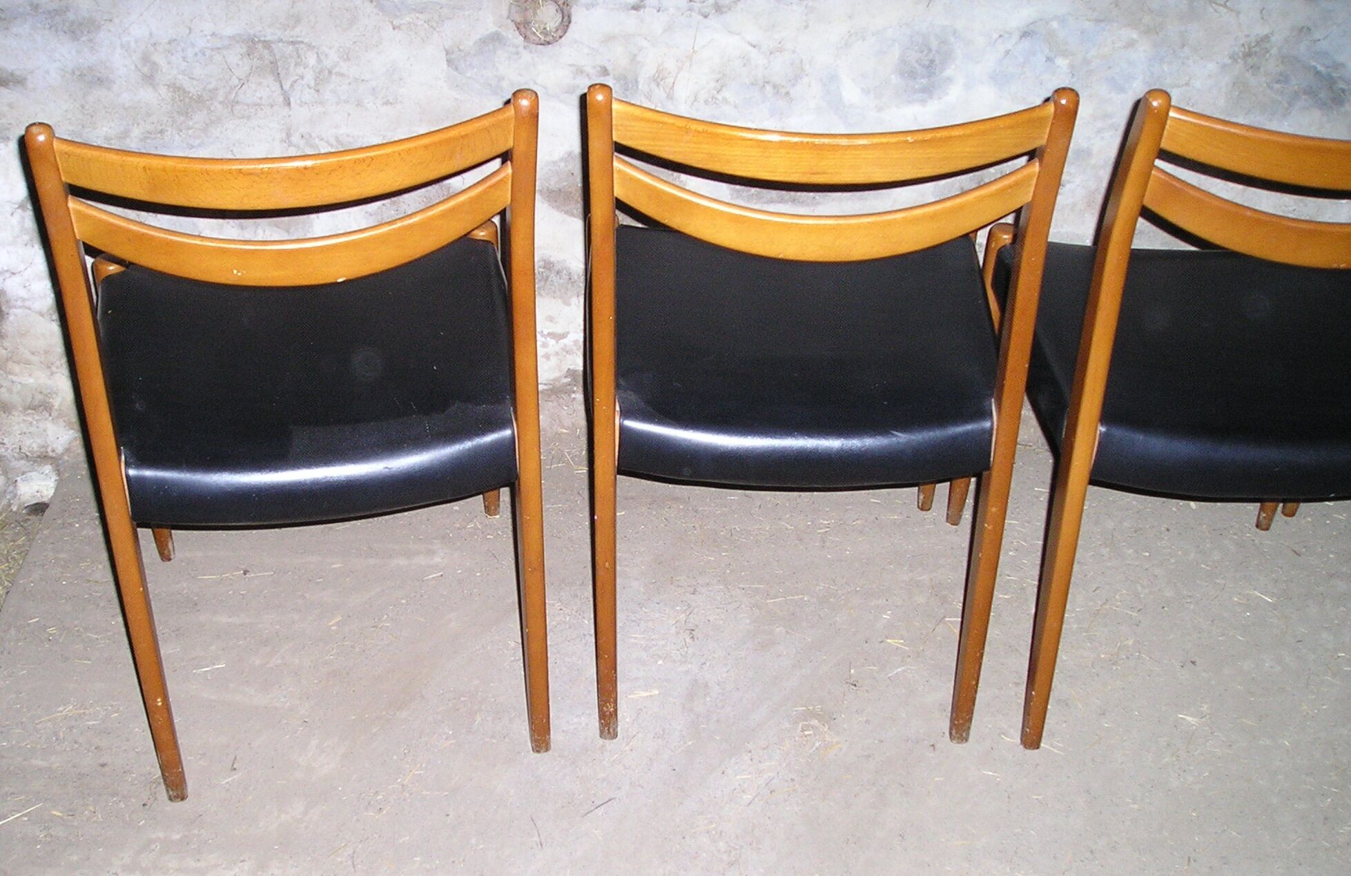 Scandinavian wood and leather chairs