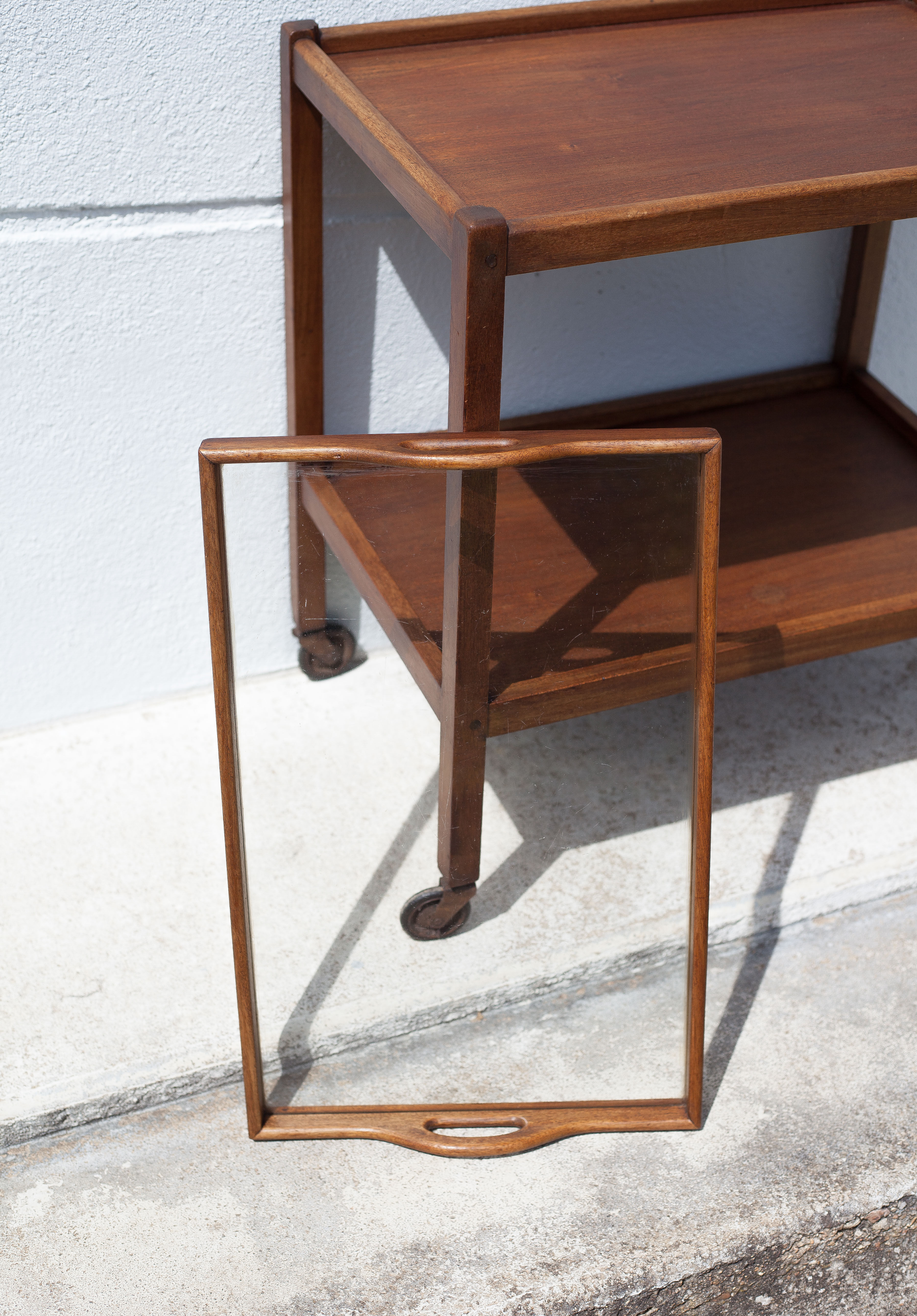 Wooden service with wheels