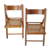 2 folding chairs in cannage