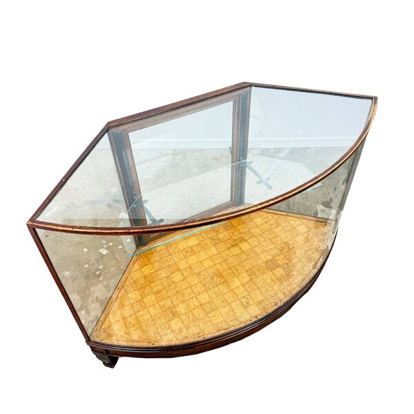 Vitrine en verre courbé antique – Vitrine en bois – Début du 20e siècle