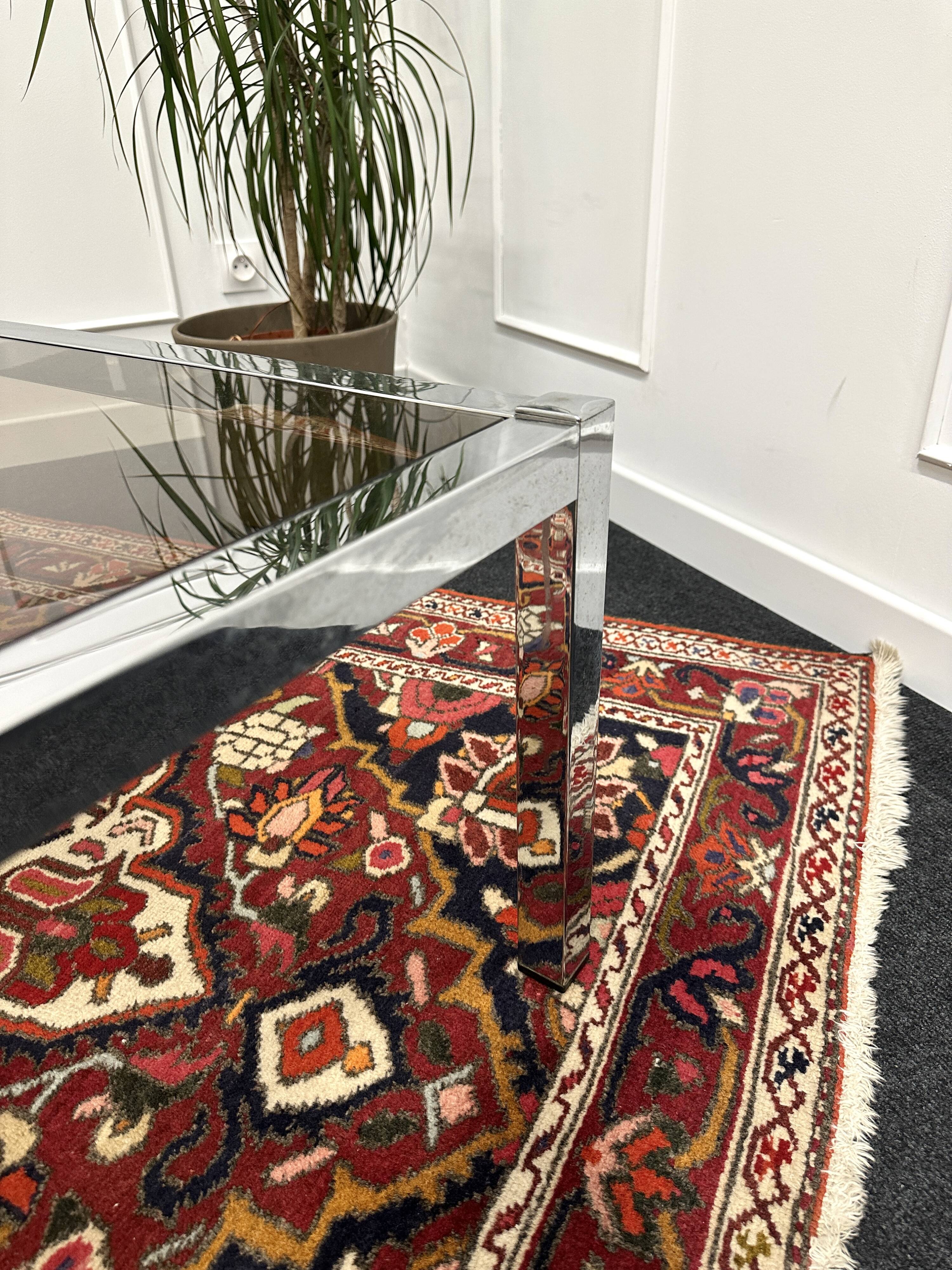 Chrome coffee table and smoked glass