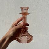 Bougeoir Rosaline verre rose art déco