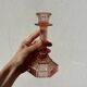 Bougeoir Rosaline verre rose art déco