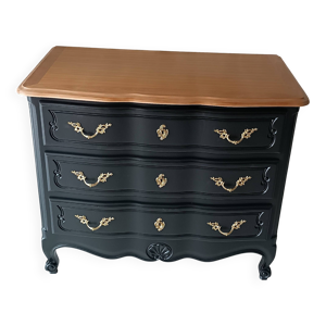 Commode galbée de style - massif merisier
