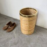 Porte parapluie ou corbeille en rotin, 1970, Italie