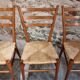 Ensemble de 4 chaises de salle à manger italiennes mid-century avec assises tressées, vers 1950–1970