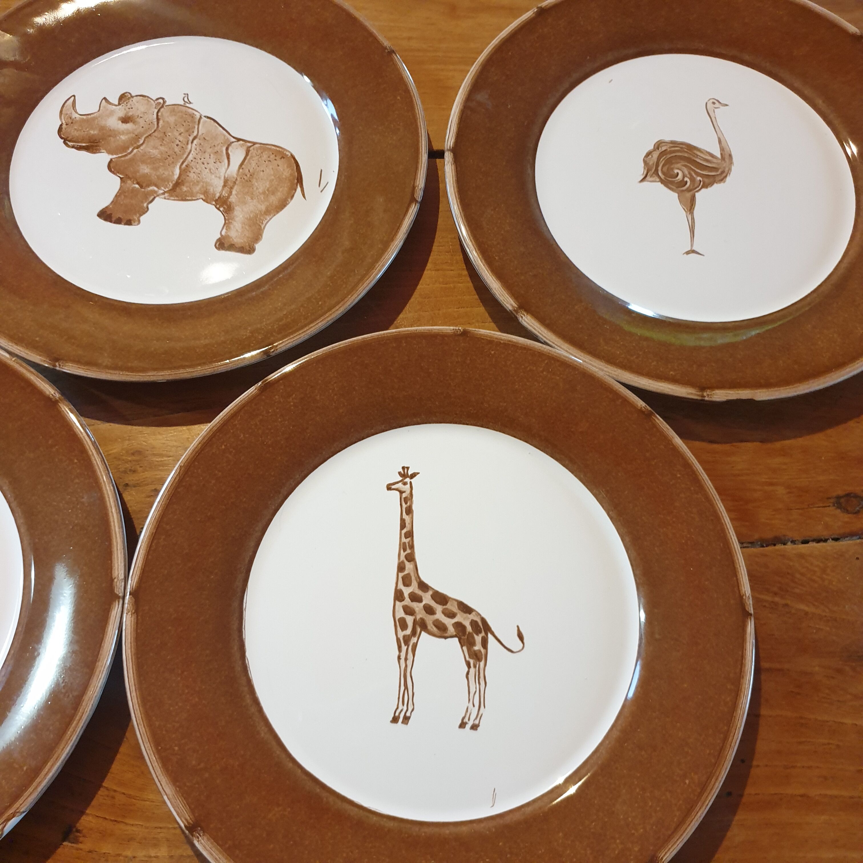 Set 5 assiettes à dessert animaux sauvages d'Afrique