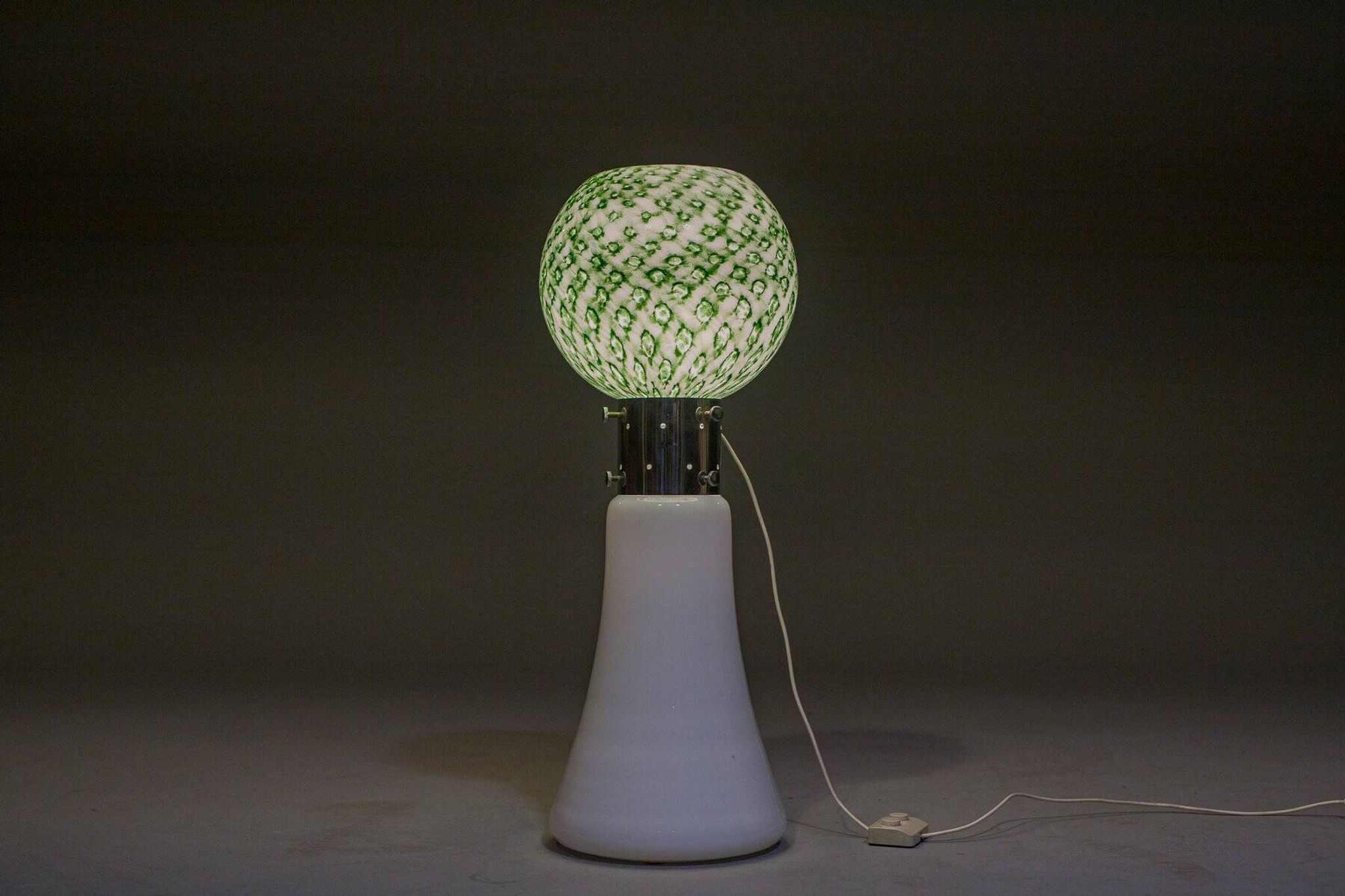 Murano floor lamp in green glitter glass attributed to Mazzega, 1960s
