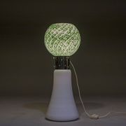 Murano floor lamp in green glitter glass attributed to Mazzega, 1960s