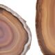 Two agate slices on wooden base, 1970s