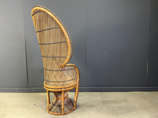 Fauteuil Emmanuelle en osier, années 1970