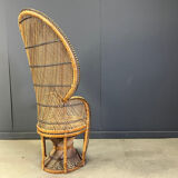 Vintage wicker peacock chair, 1970s