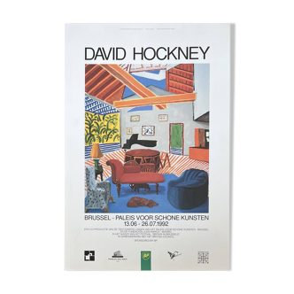 Affiche Originale David HOCKNEY (1937) Palais des Beaux Arts, Bruxelles, 1992