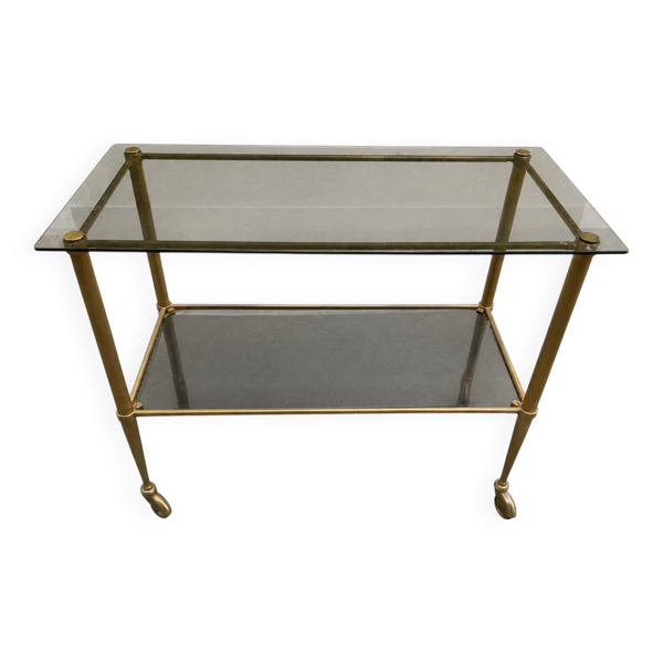 Desserte vintage en laiton et verre – style années 60/70