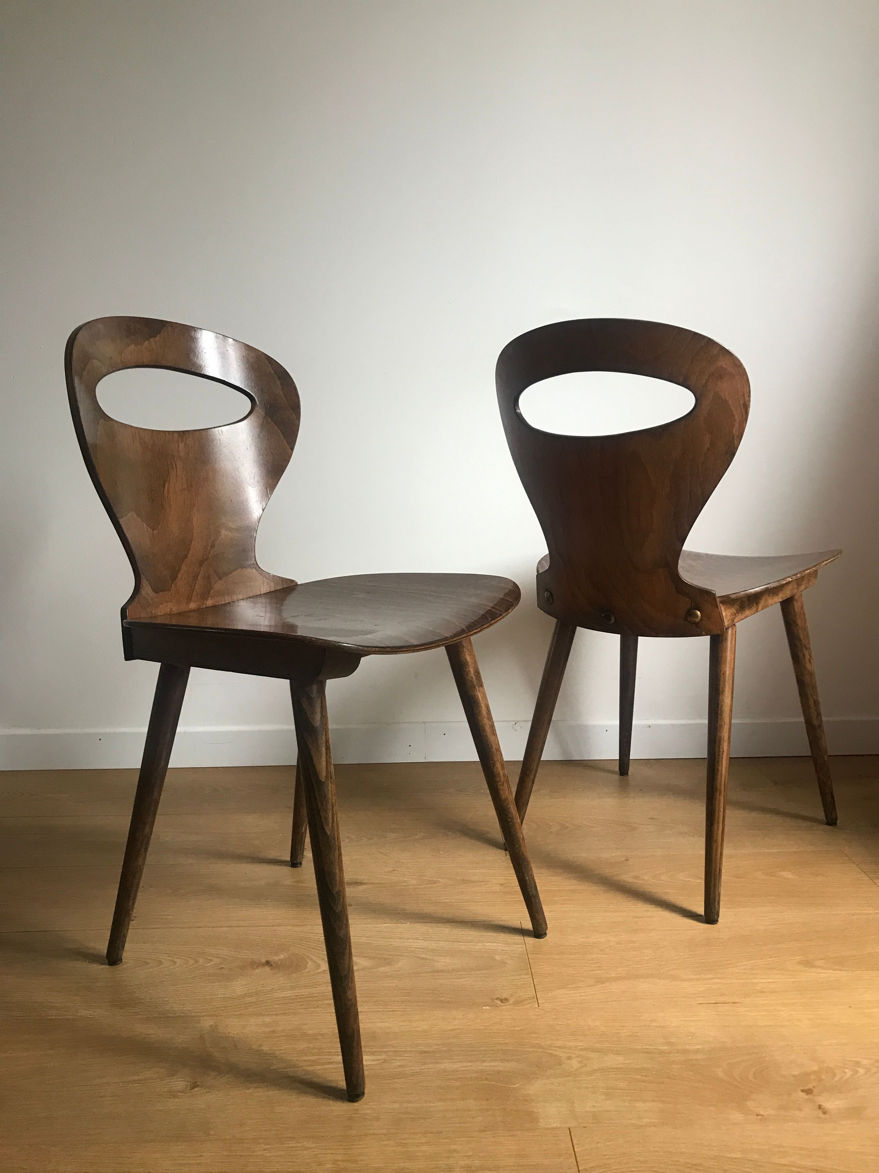 Pair of bistro chairs "rustic" model of baumann called "ant"